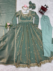 Party-wear Fendy Silk Coding With Sequence Work Gown