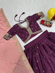 Festive Special Chinon Silk Embroidery Sequence Work Lehenga With Stitched Blouse