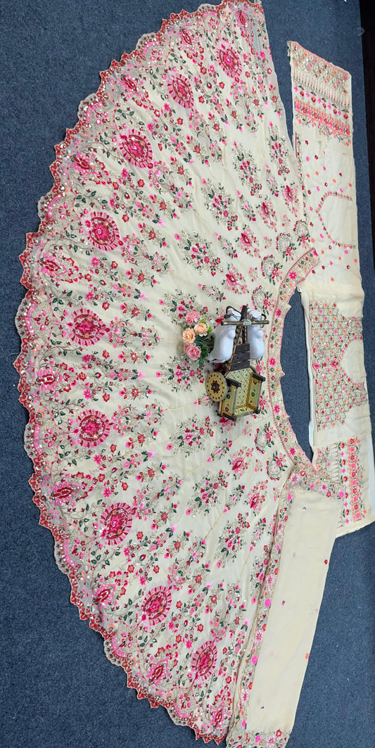 Beautiful Georgette Embroidery Sequence Cut Work Lehenga Choli