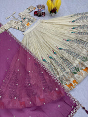 Beautiful Pure Tissue Silk Thread With Sequence Work Lehenga Choli