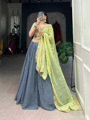 Radiate Soft Glamour In Gray & Pista Bridesmaid Attire Lehenga Choli