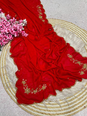 Beautiful Soft Rangoli Crush Cutdana Moti & Resham Thread Work Saree