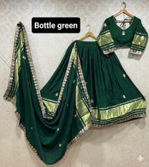 Festive Special Modal Gajji Silk Lagadi Patta With Gotta Work Lehenga Choli