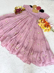 Summer Wear Mull Cotton Chanderi Embroidery Work Gown