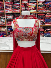 Royal Red Georgette Blooming Stylish Lehenga Choli