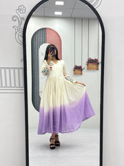Trendy Soft Cotton Heavy Thread Embroidery Work Gown