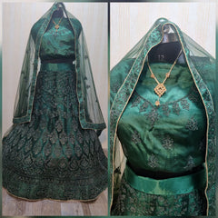 Wedding Wear Dark Color Soft Net Glitter Coding Embroidered Lehenga Choli