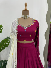Beautiful Reyon Digital Printed With Real Mirror Work Lehenga Choli