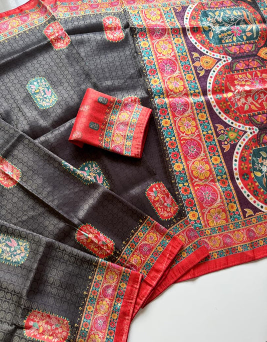 Beautiful Digital Printed Pashmina Zari &  Jacquard Weaving Saree