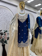 Designer Party-wear Fendy Satin Embroidery Codding & Sequins Work Suit