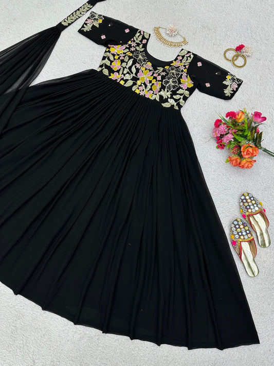 Beautiful Designer Georgette Thread Sequence Work Gown