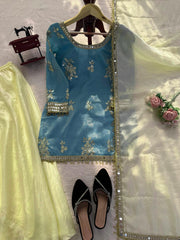 Party-wear Fendy Silk Thread With Sequence With Real Mirror Work Suit