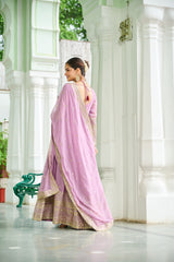 Unique Dusty Coloured Georgette Embroidery Work Gown