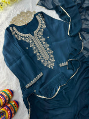 Beautiful Roman Silk Embroidery Work Salwar Suit