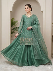 Beautiful Fendy Silk Beads With Sequence Embroidery Work Palazzo Set