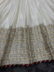 Moon White Chinon Silk Thread With Sequence Work Gown
