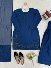 Beautiful Stylish Natural Crepe Beads Moti With Thread Work Dress