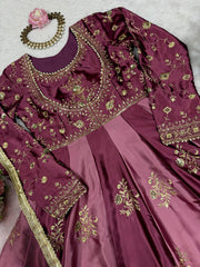 Beautiful Elegance Japan Satin Thread With Sequence Work Gown