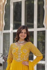 Beautiful Designer Blooming Georgette Embroidery Work Long Gown