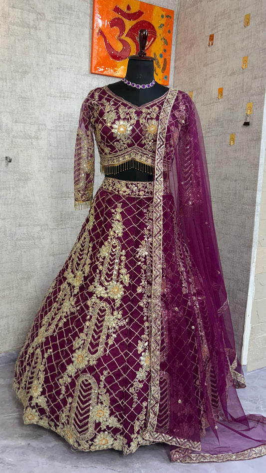 Party-wear Quality Soft Net Coding Sequence Work Lehenga Choli