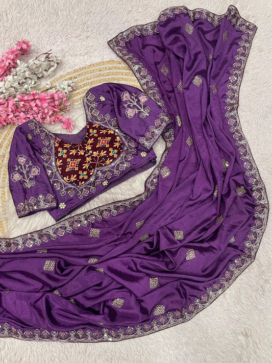 Beautiful Chinnon Silk Sequence Designer Saree