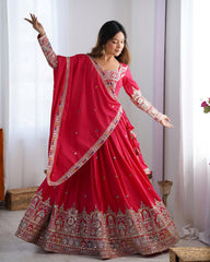 Beautiful Natural Crep Silk Coding Dori With Thread & Sequence Work Lehenga Choli