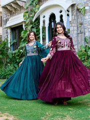 Festival Wear Fendy Silk Coding Sequence & Embroidery Work Long Gown