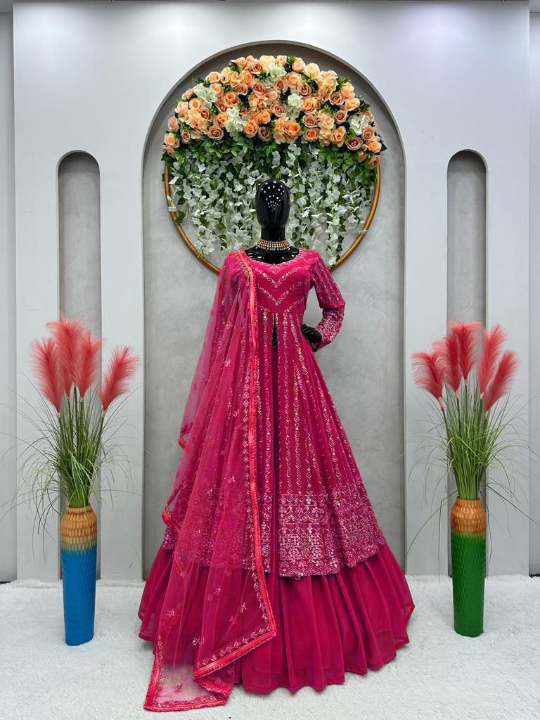 Beautiful Party-wear Georgette Thread With Sequence Work Lehenga Choli