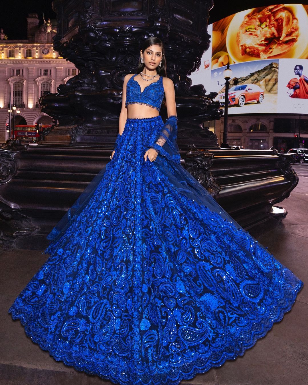 Marvelous Royal Blue Georgette Sequence & Thread Work Lehenga Choli