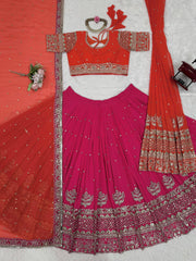 Beautiful Bride's Special Georgette Thread With Sequence Work Lehenga Choli