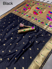 Beautiful Soft Gold Zari Kanchivaram Paithani Silk Saree