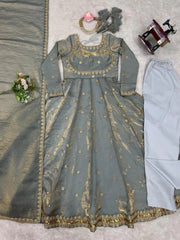Beautiful Party-wear Fandy Silk Sequence Work Gown