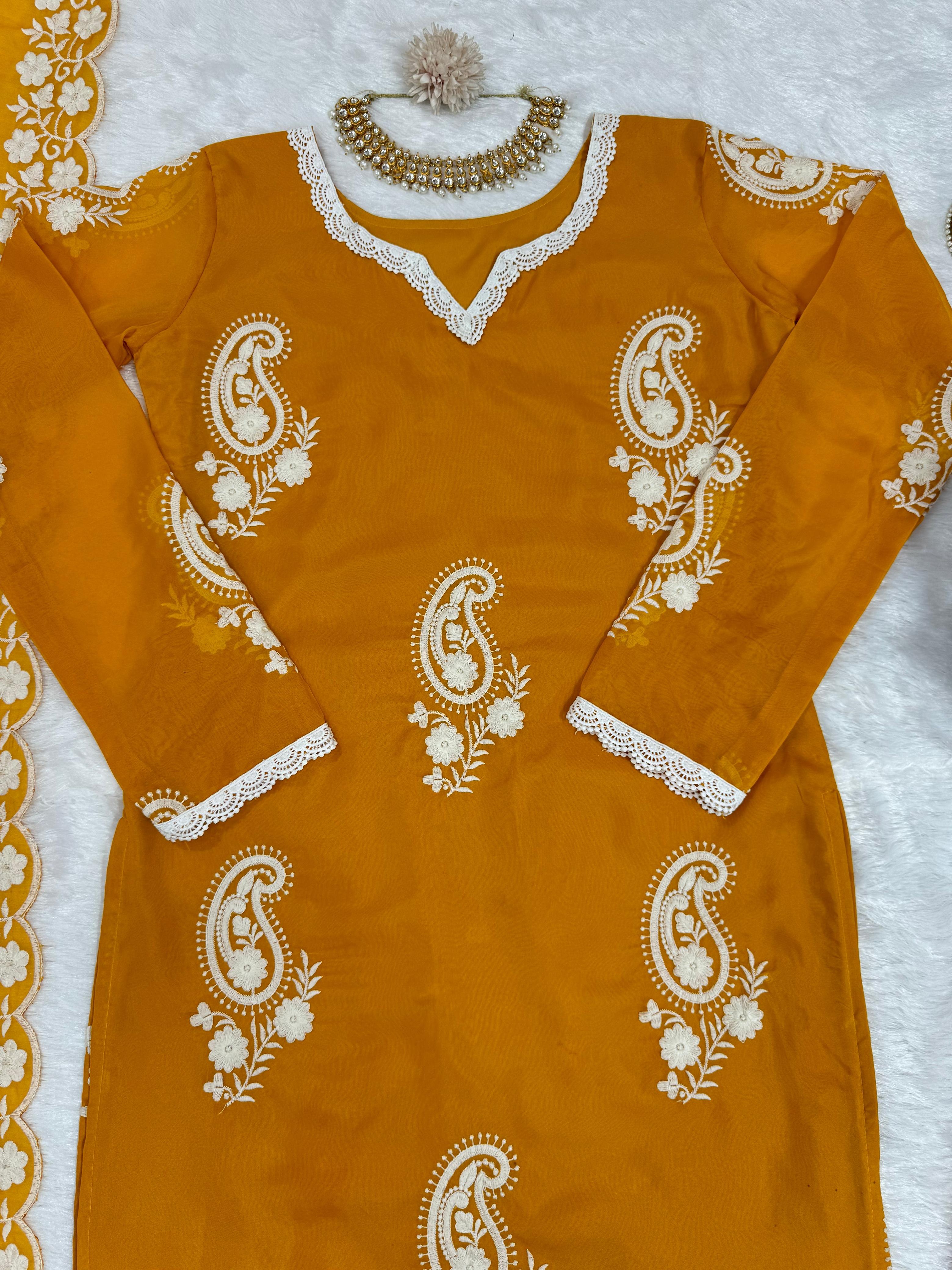 Beautiful Designer Yellow Tibby Silk Dress