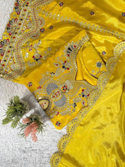 Attractive Chinon Silk Sequence Embroidery Work Salwar Suit