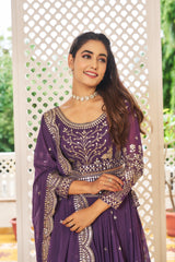 Festival Special Georgette Embroidery & Sequence Work Gown