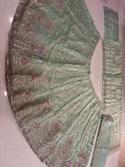 Beautiful Tabby Silk Beads Cutdana Work & Embroidery Sequence Work Lehenga Choli