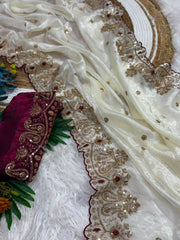 Party-wear Space Silk Zari & Sequence Embroidery Work Saree
