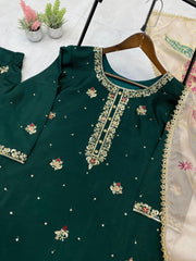 Party-wear Designer Chinon Silk Sequence Embroidery Work Suit