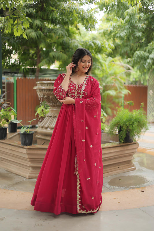 Stunning Pink Blooming Sequence & Embroidered Gown