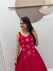 Navratri Special Cotton Handwork Real Coding & Mirror Work Lehenga With Stitched Blouse