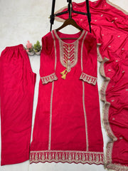 Party-wear Designer Chinon Silk Cording Sequence Embroidery Work Dress
