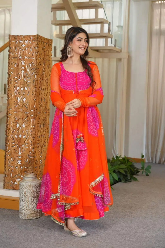 Beautiful Elegant Georgette Digital Printed Gown