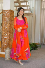 Beautiful Elegant Georgette Digital Printed Gown