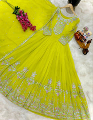 Party-wear Georgette Designer Sequence Embroidery Work Gown
