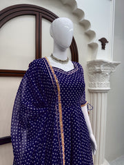 Elegant Ethnic Georgette Digital Printed Gottapatti Work Gown