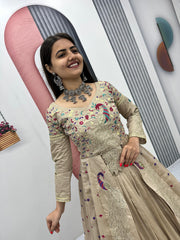 Festival Special Pure Vichitra Thread & Sequence Work Crop Top