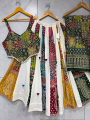 Navratri Special Ajrakh With Khadi Cotton Real Mirror Work Lehenga With Stitched Choli