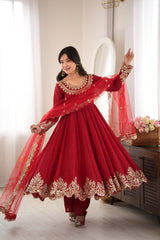 Karwachauth Special  Doremon Crush Silk Embroidery Sequence Work Gown