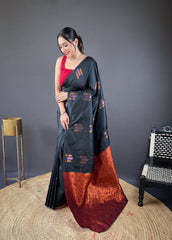 Traditional Pattu Soft Copper Weaving Border Saree