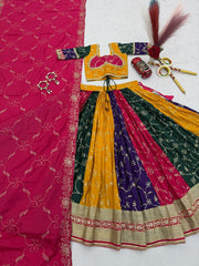Navratri Special Milky Silk Embroidery Thread & Sequence Work Lehenga With Stitched Blouse